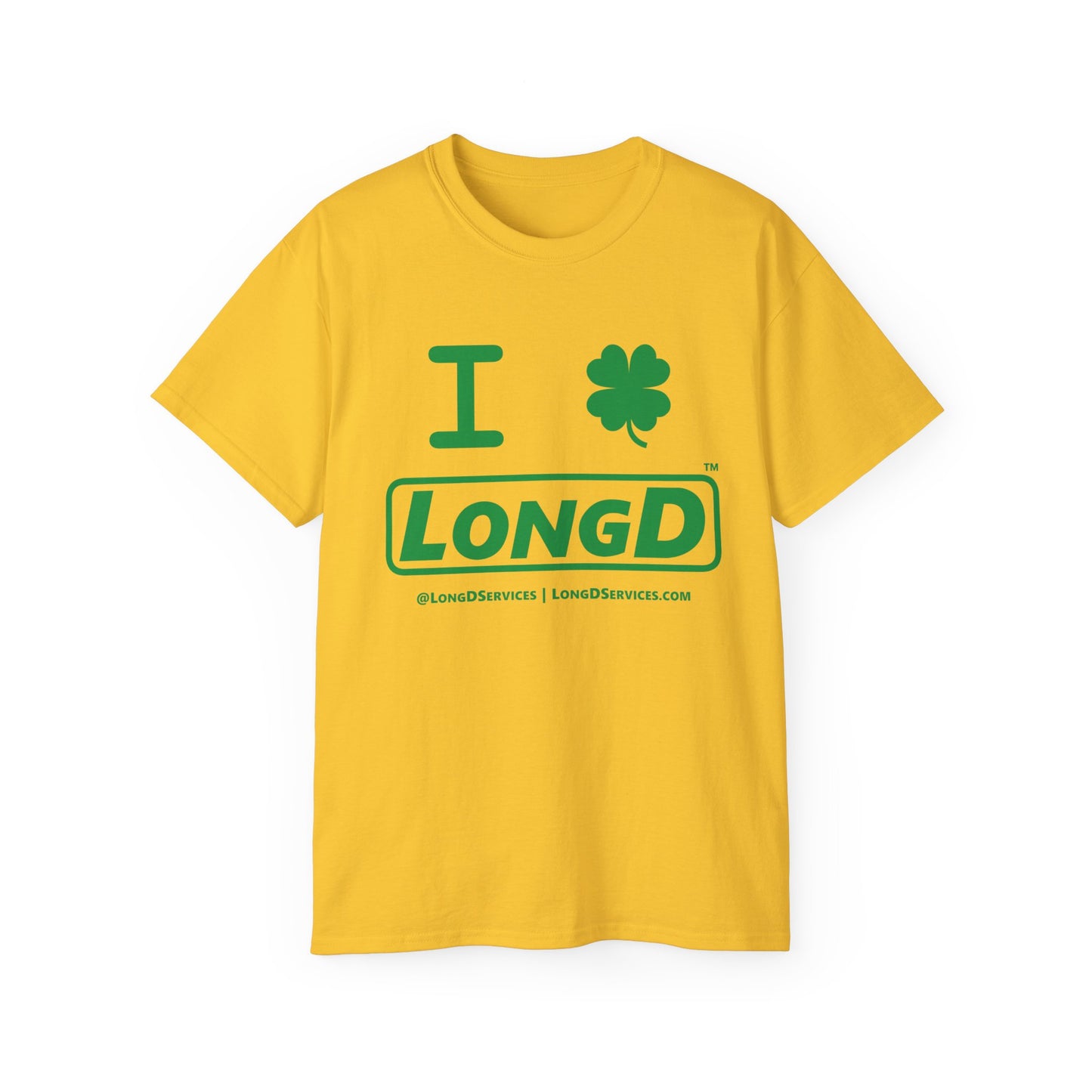I Clover LongD® Logo Cotton Tee (St. Patrick's Day -Irish Green with 4-leaf clover)