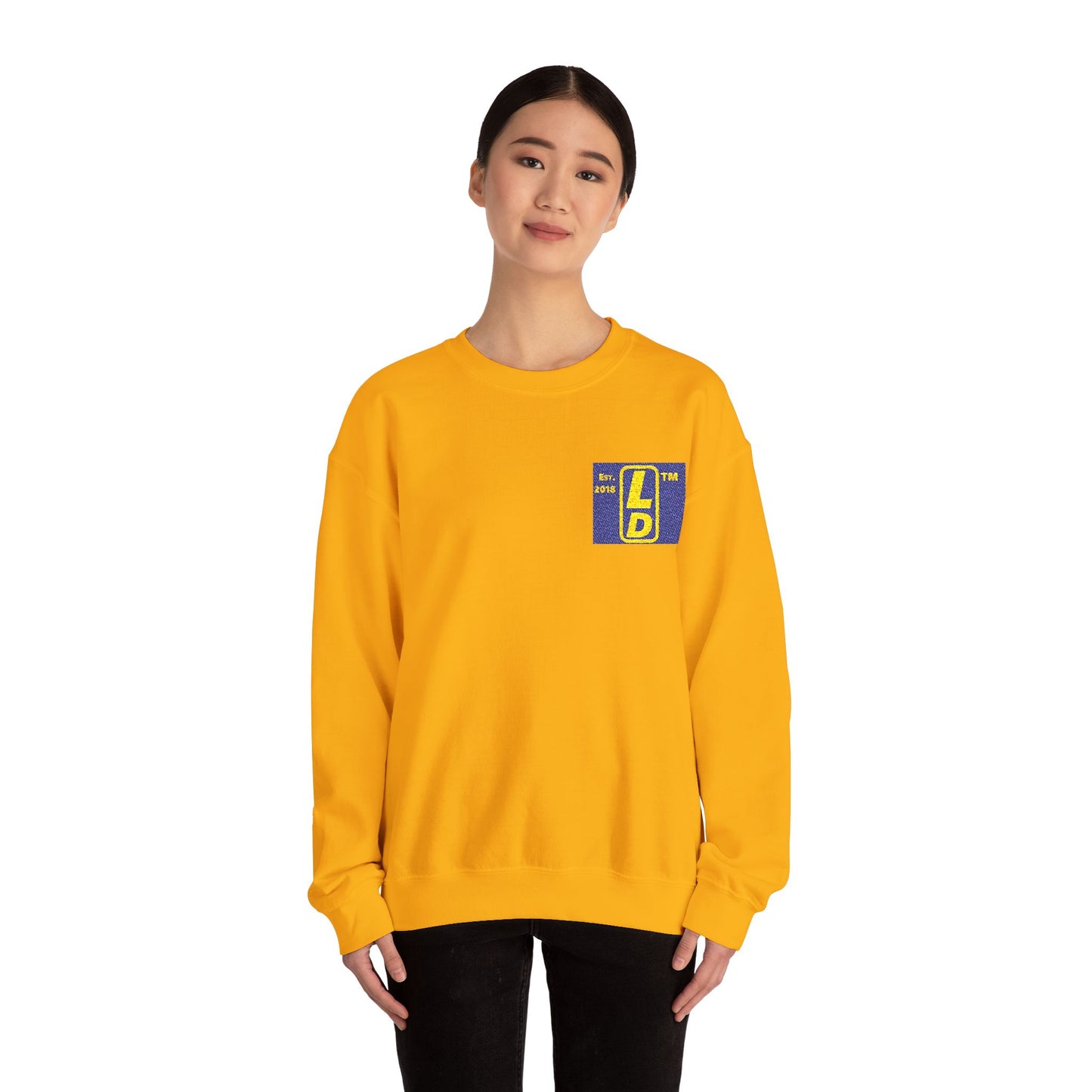 Embroidered Unisex Heavy Blend™ Crewneck Sweatshirt reverse logo upright initials