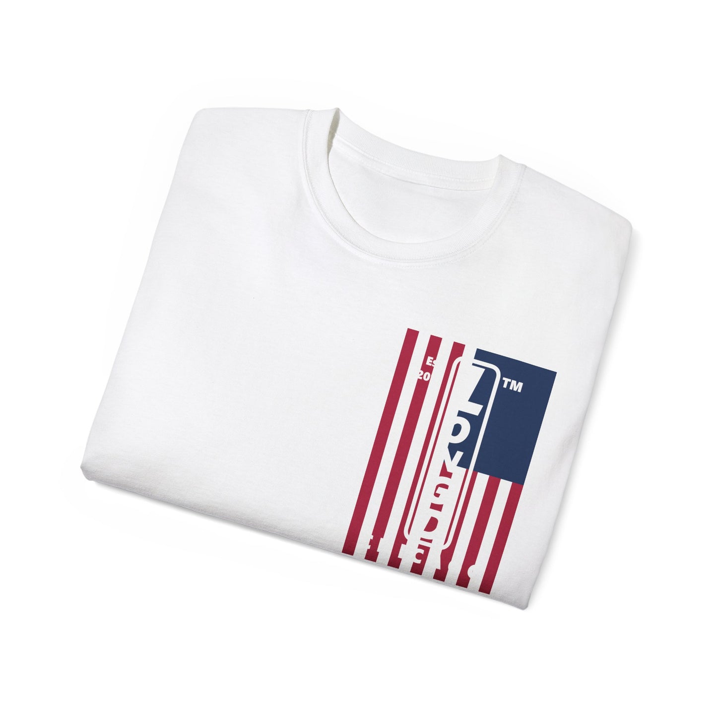 LongD cotton tee negative cropped flag single-breasted front-back Chicago upright logo (Patriotic colors)