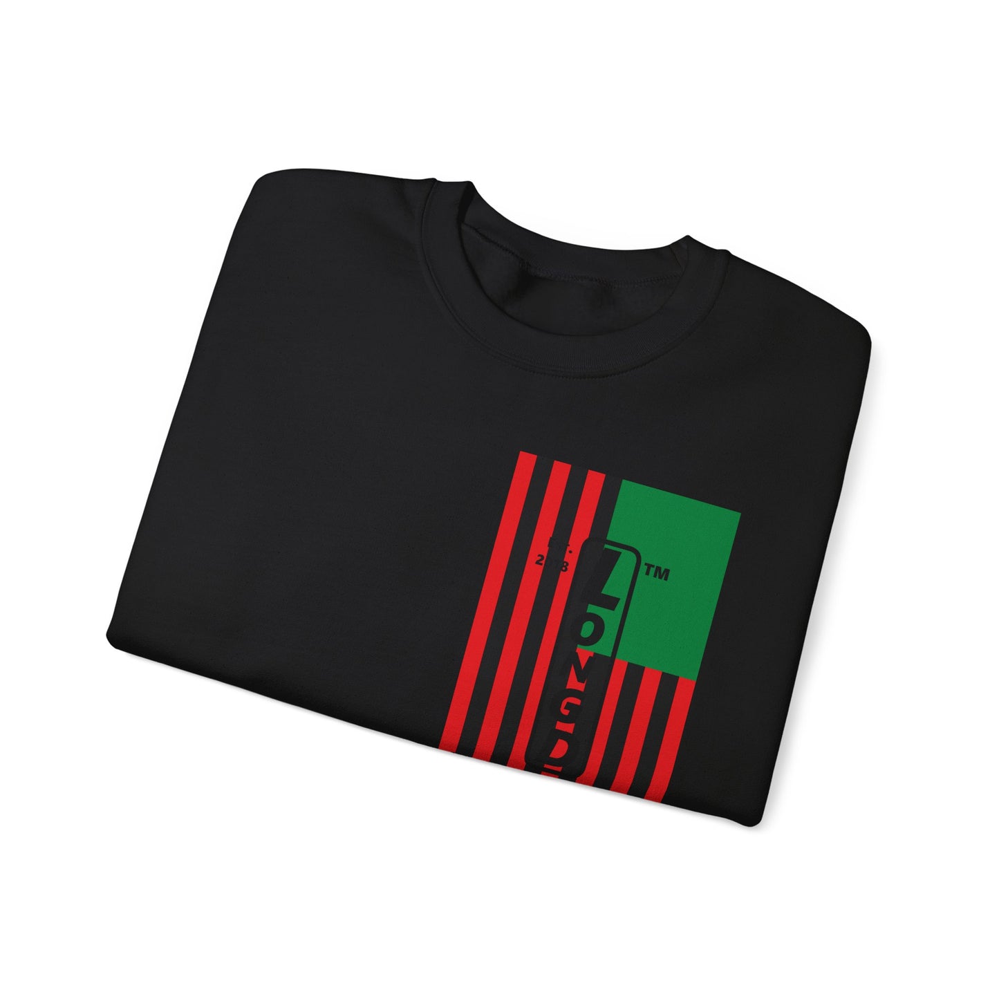 LongD negative cropped flag single-breasted front-back Hyde Park upright logo crewneck sweatshirt (Juneteenth colors)