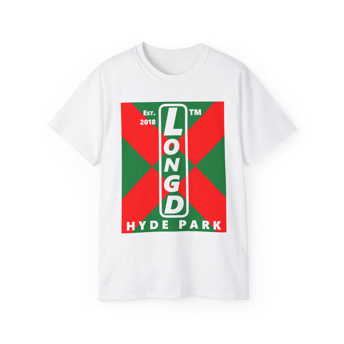 LongD Hyde Park negative upright argyle x logo (Xmas colors) cotton tee