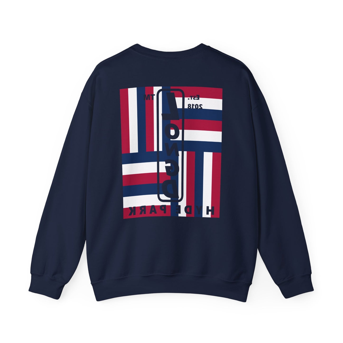 I Burst LongD negative windmill Hyde Park upright front-back logo crewneck sweatshirt