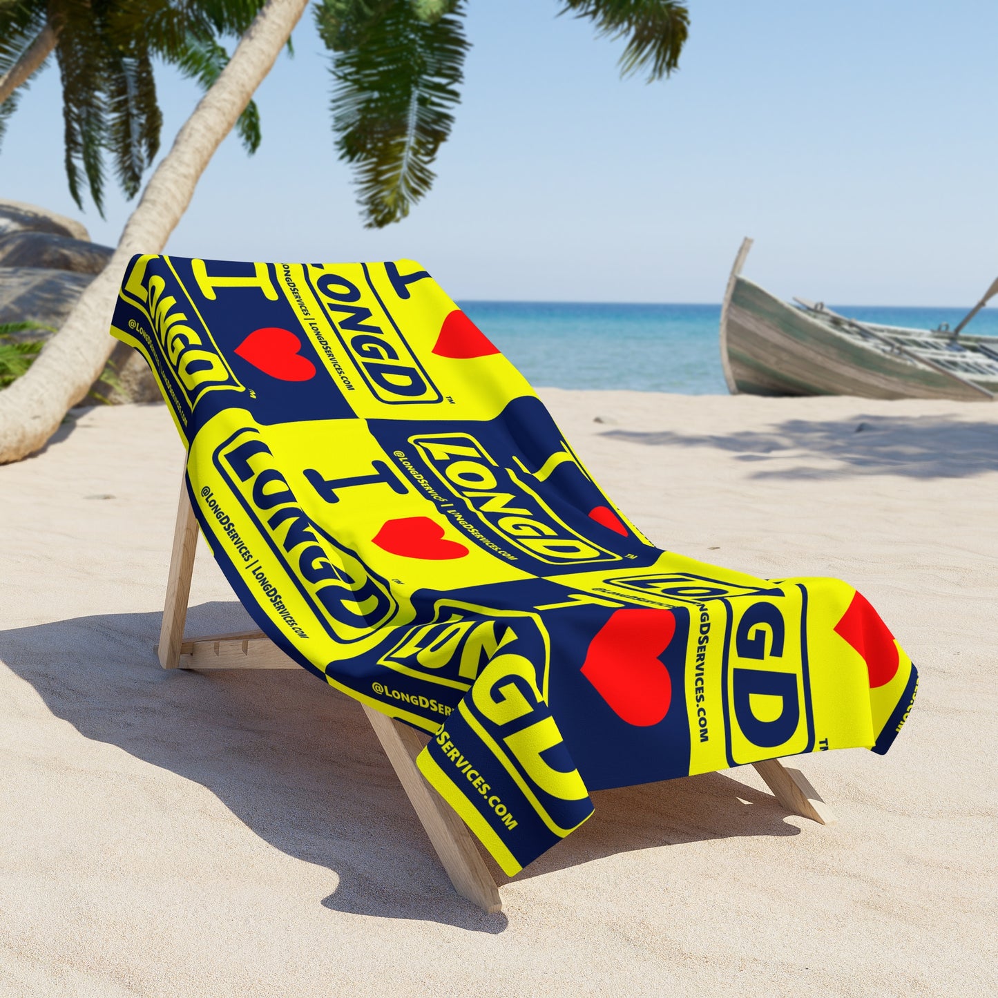 I Luv LongD Mixed Logo Beach Towel (less text padding)
