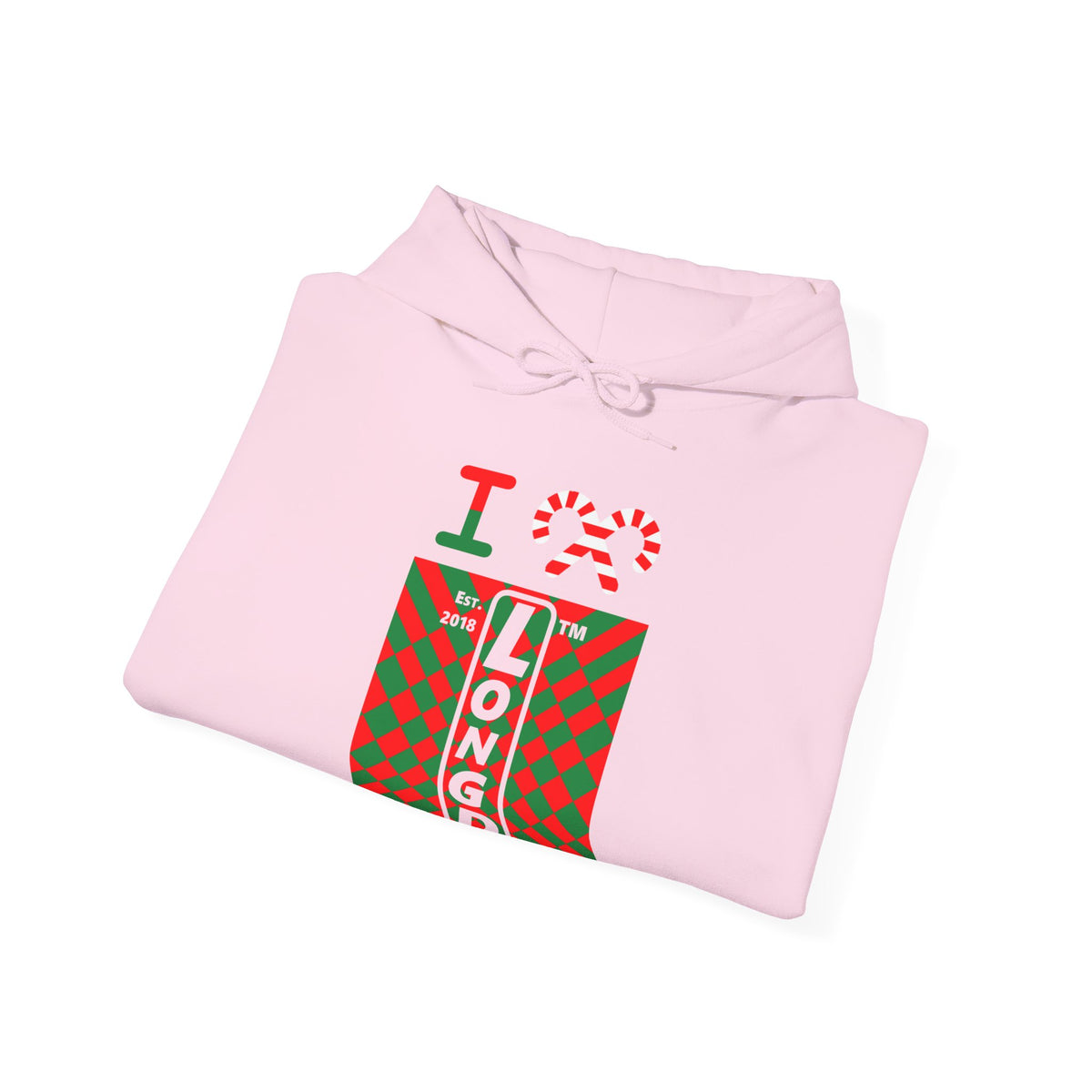 I candy cane LongD Chicago negative upright stylized argyle logo hoodie