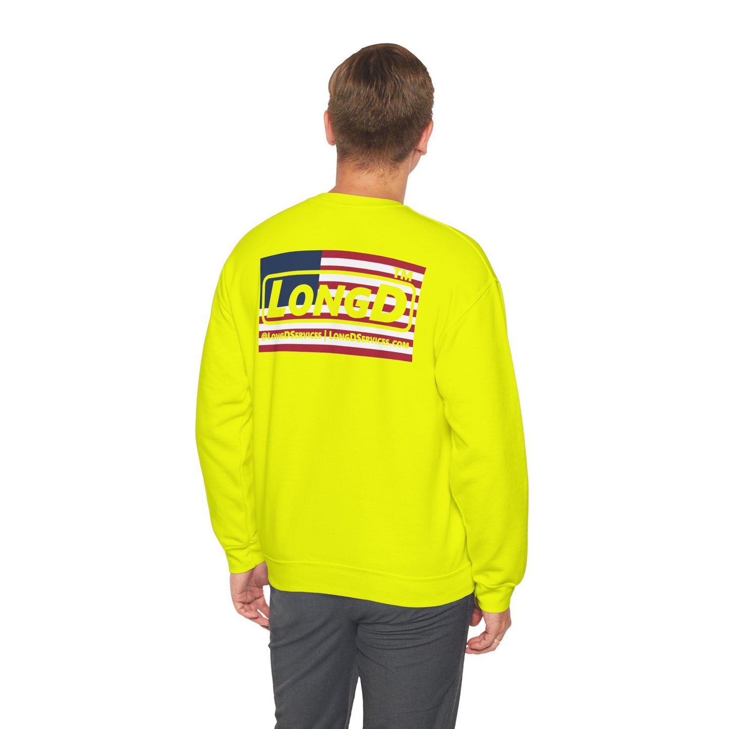 I firecracker LongD negative flag front-back tag logo crewneck sweatshirt