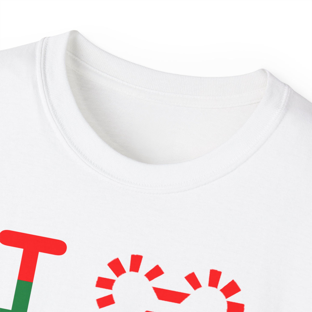 I candy cane LongD Hyde Park upright logo positive green on negative red cotton tee