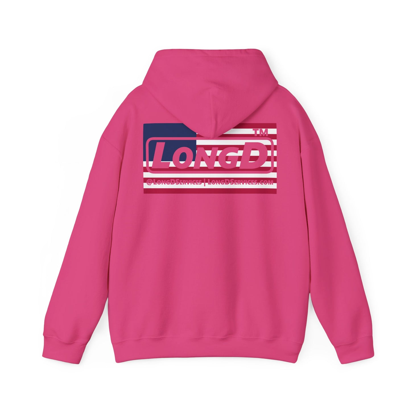 I firecracker LongD® negative flag front-back single breasted tag logo hoodie