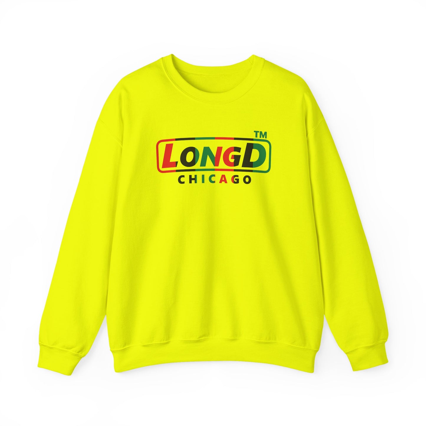 LongD positive vertical 6-striped Chicago logo crewneck sweatshirt (Juneteenth colors)
