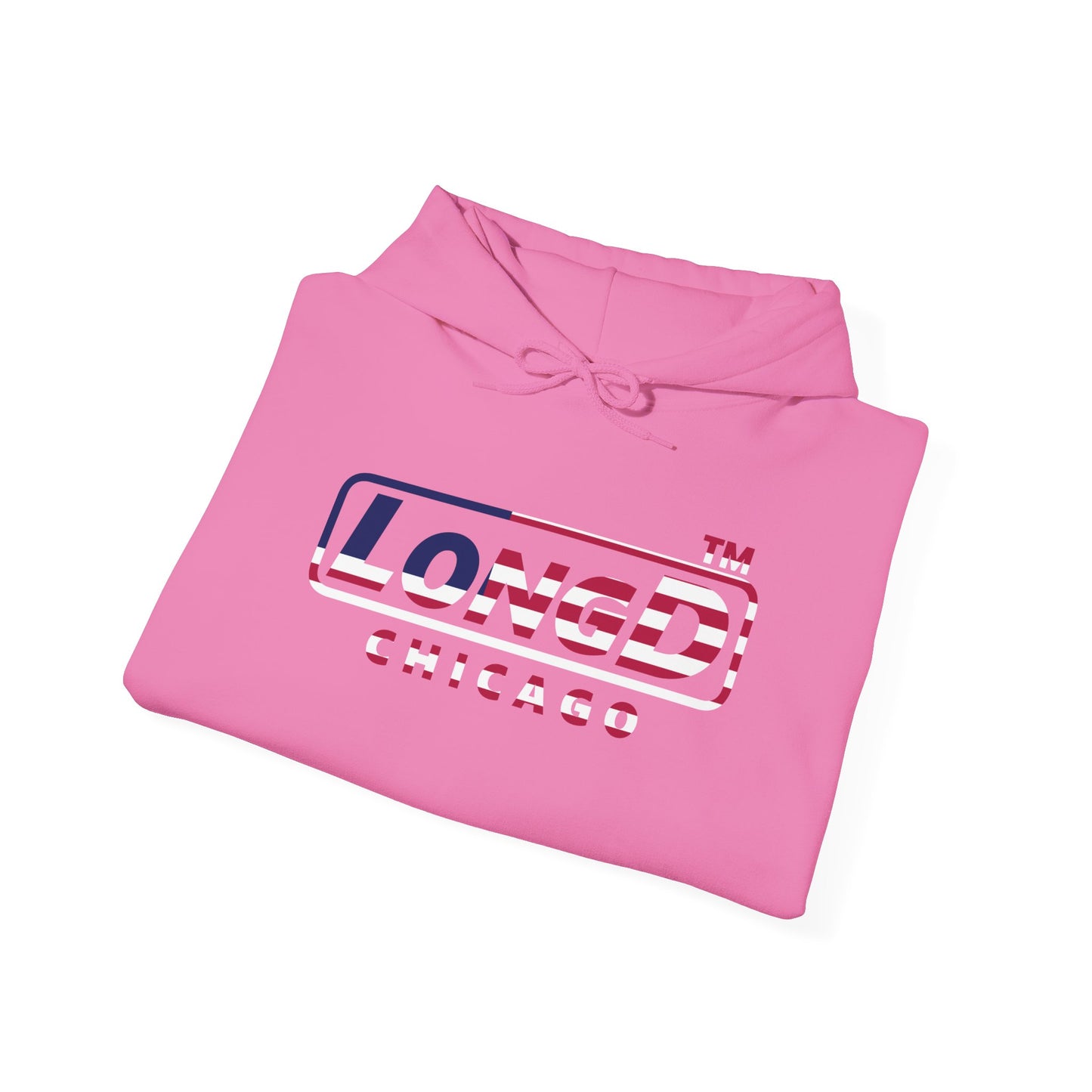 LongD® positive flag Chicago logo hoodie (patriotic colors)
