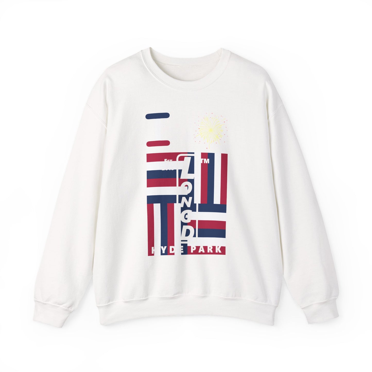 I Burst LongD negative windmill Hyde Park upright logo crewneck sweatshirt