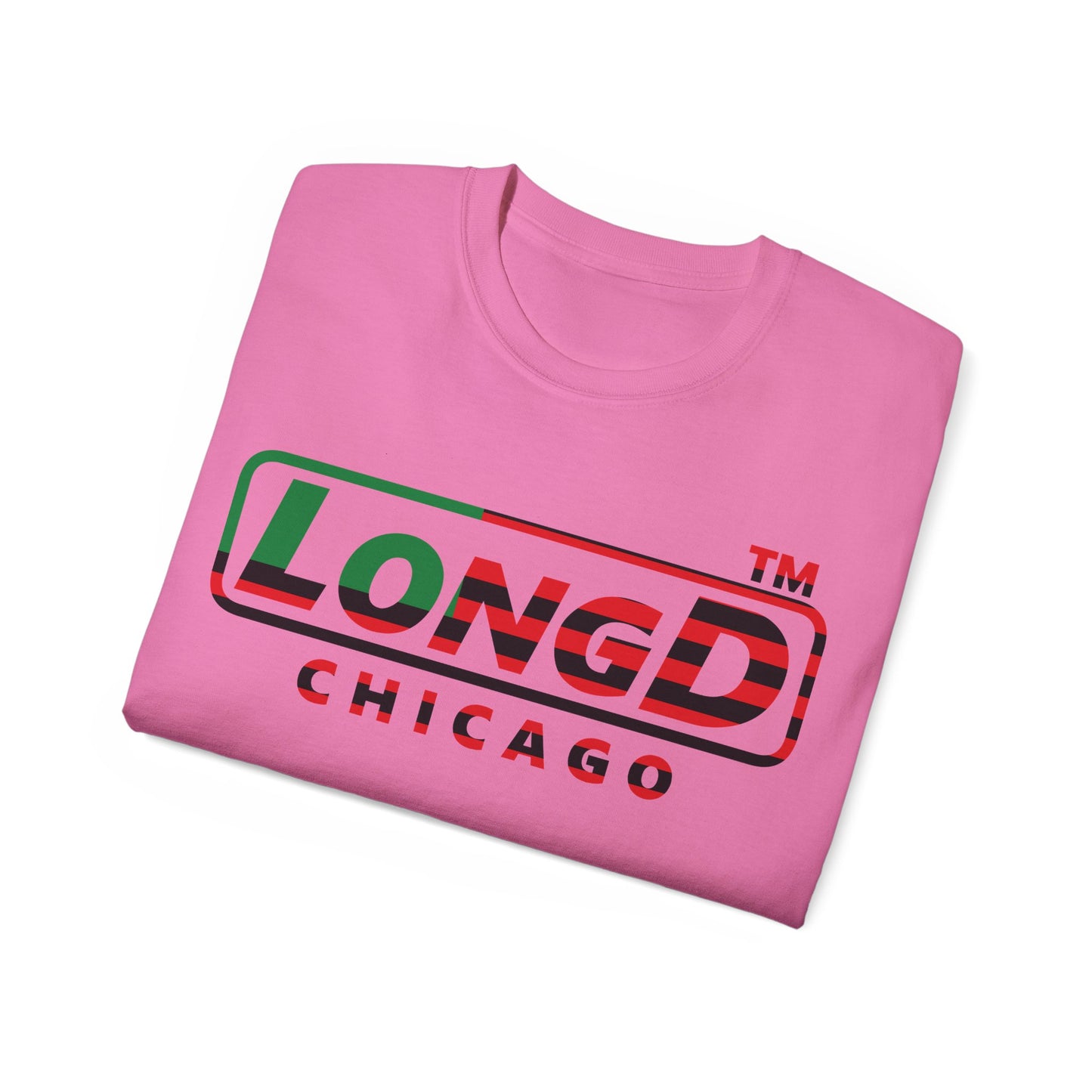LongD positive flag Chicago logo cotton tee (Juneteenth colors)
