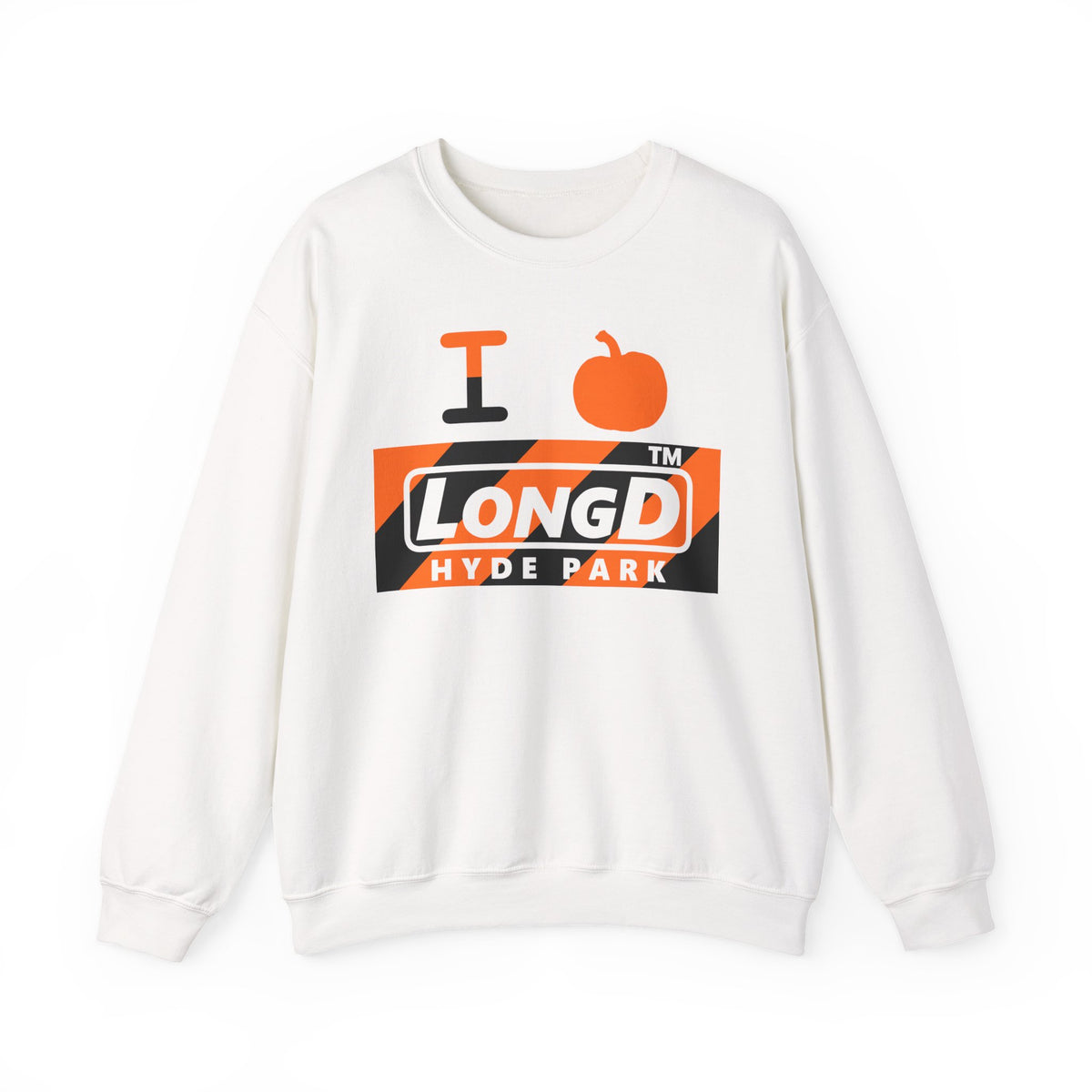 I pumpkin LongD Hyde Park negative diagonal 6-striped logo crewneck sweatshirt