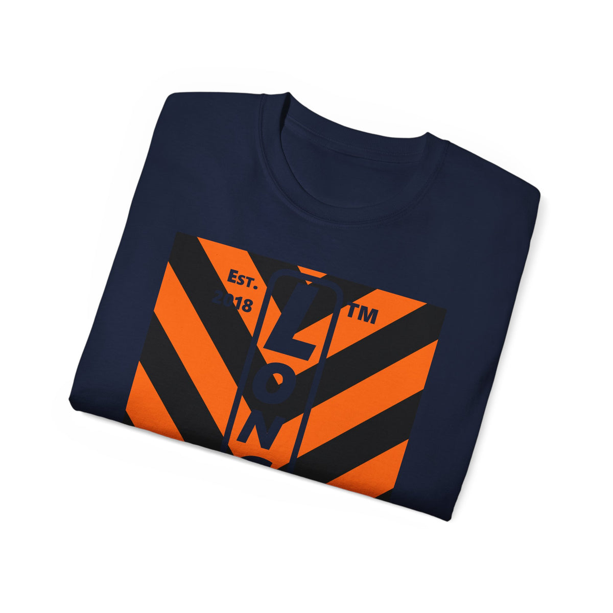 LongD Hyde Park negative upright downward chevron logo (Halloween colors) cotton tee