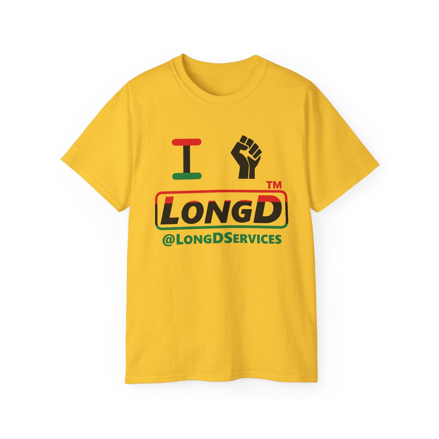 I fist LongD positive horizontal 3-striped tag logo cotton tee