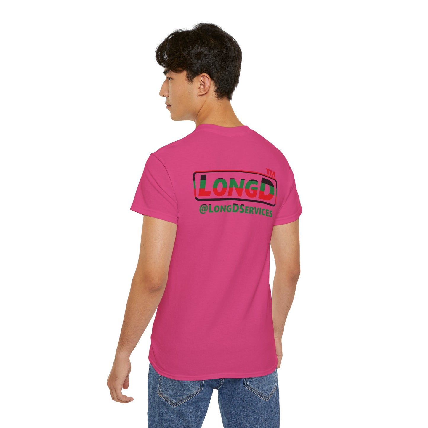 LongD positive horizontal 6-striped Hyde Park logo single-breasted front-back cotton tee (Juneteenth colors)