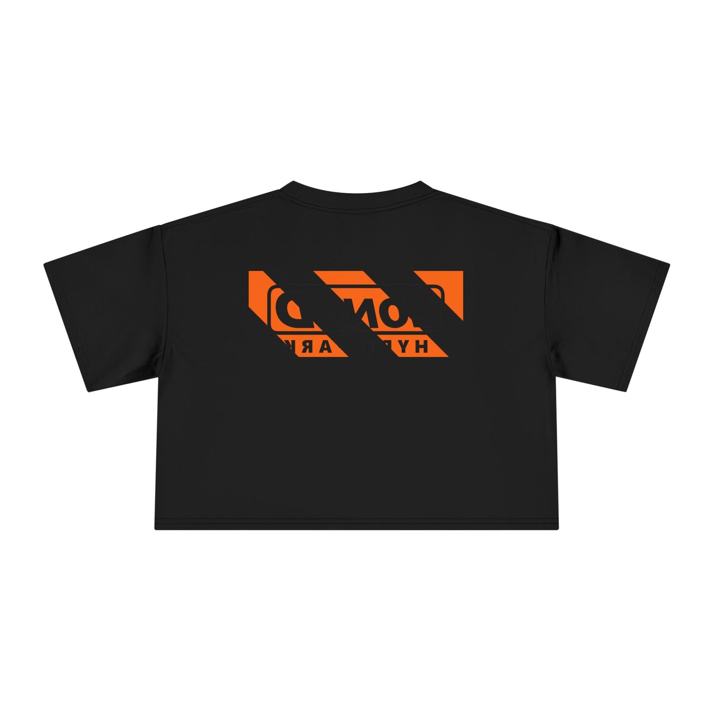 LongD Hyde Park negative diagonal 6-striped front-back logo (Halloween colors) crop tee