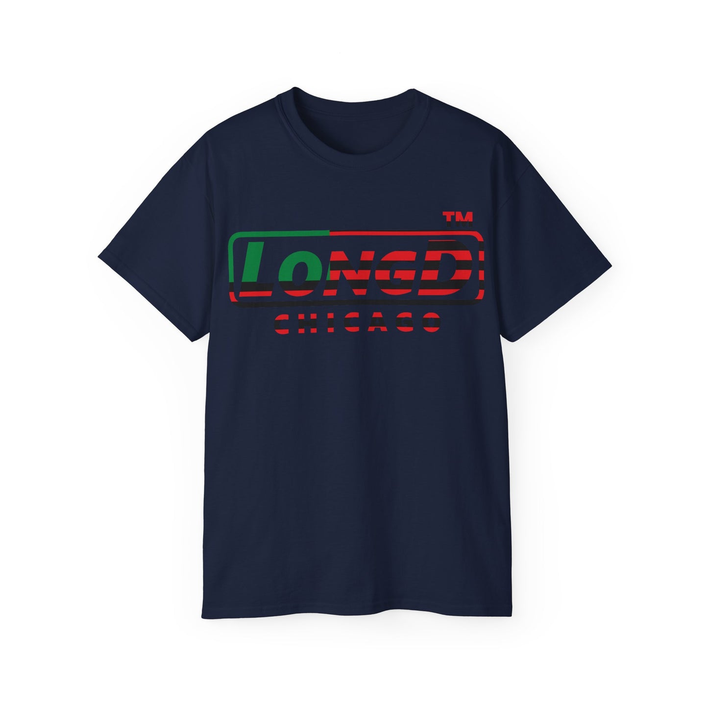 LongD positive flag Chicago logo cotton tee (Juneteenth colors)