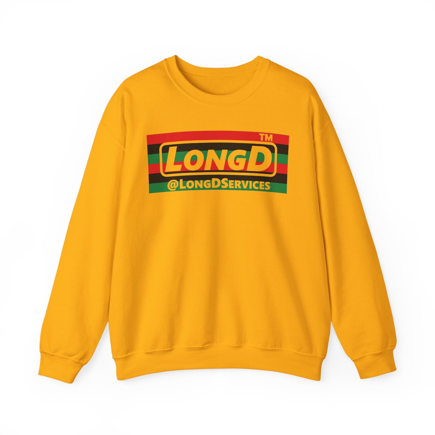 LongD negative horizontal 6-striped Chicago logo crewneck sweatshirt (Juneteenth colors)