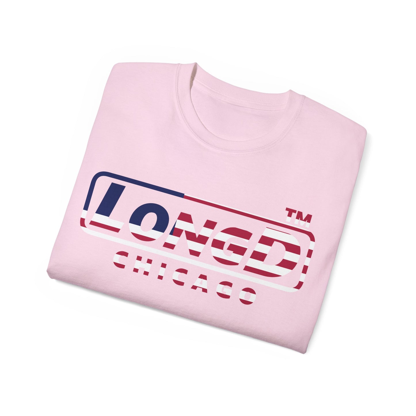 LongD positive flag Chicago logo cotton tee (patriotic colors)