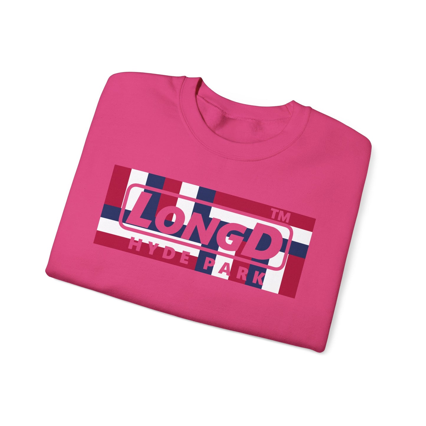 LongD negative modified windmill Hyde Park logo crewneck sweatshirt (patriotic colors)