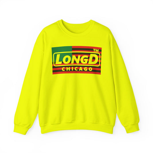 LongD negative flag front-back Chicago logo crewneck sweatshirt (Juneteenth colors)