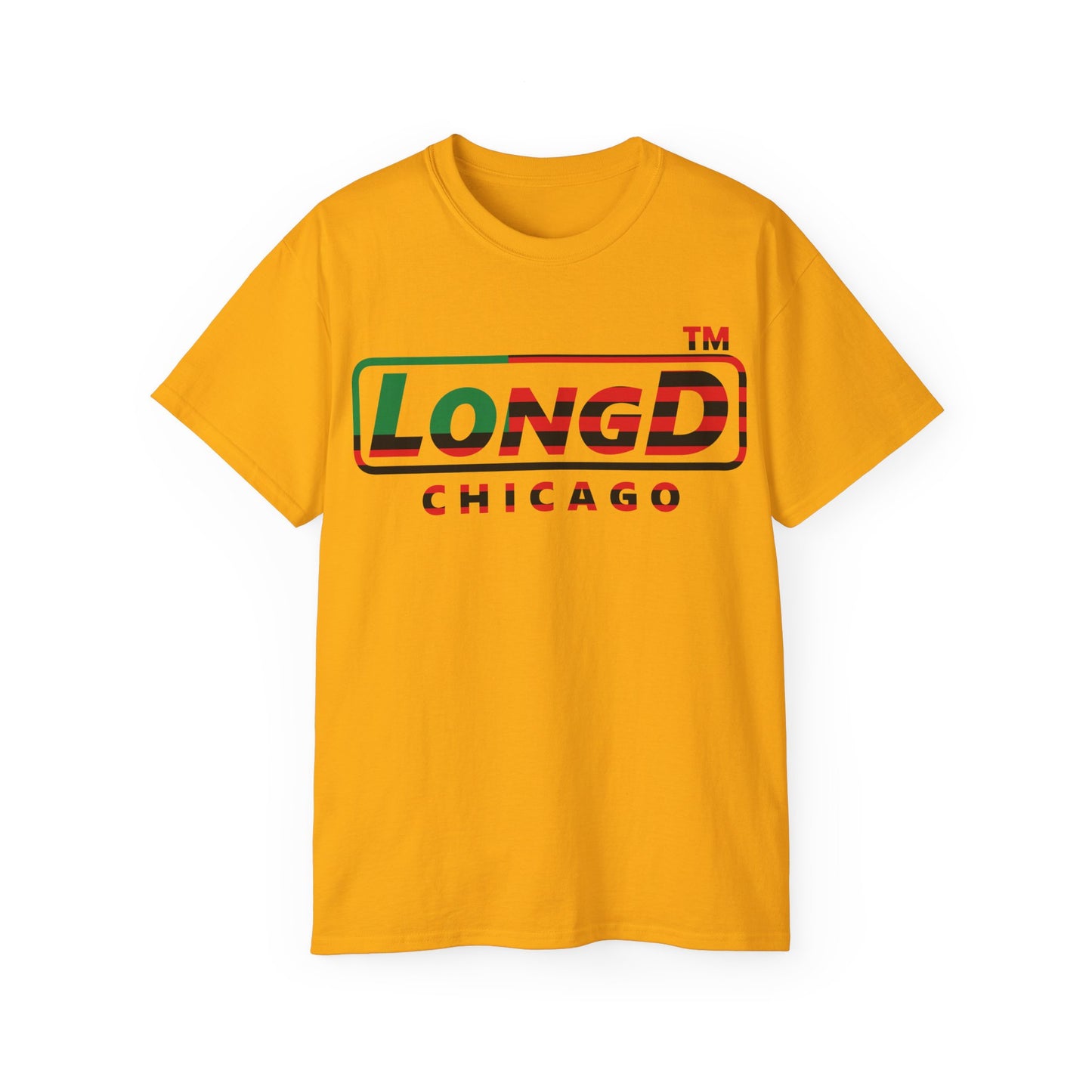 LongD positive flag Chicago logo cotton tee (Juneteenth colors)