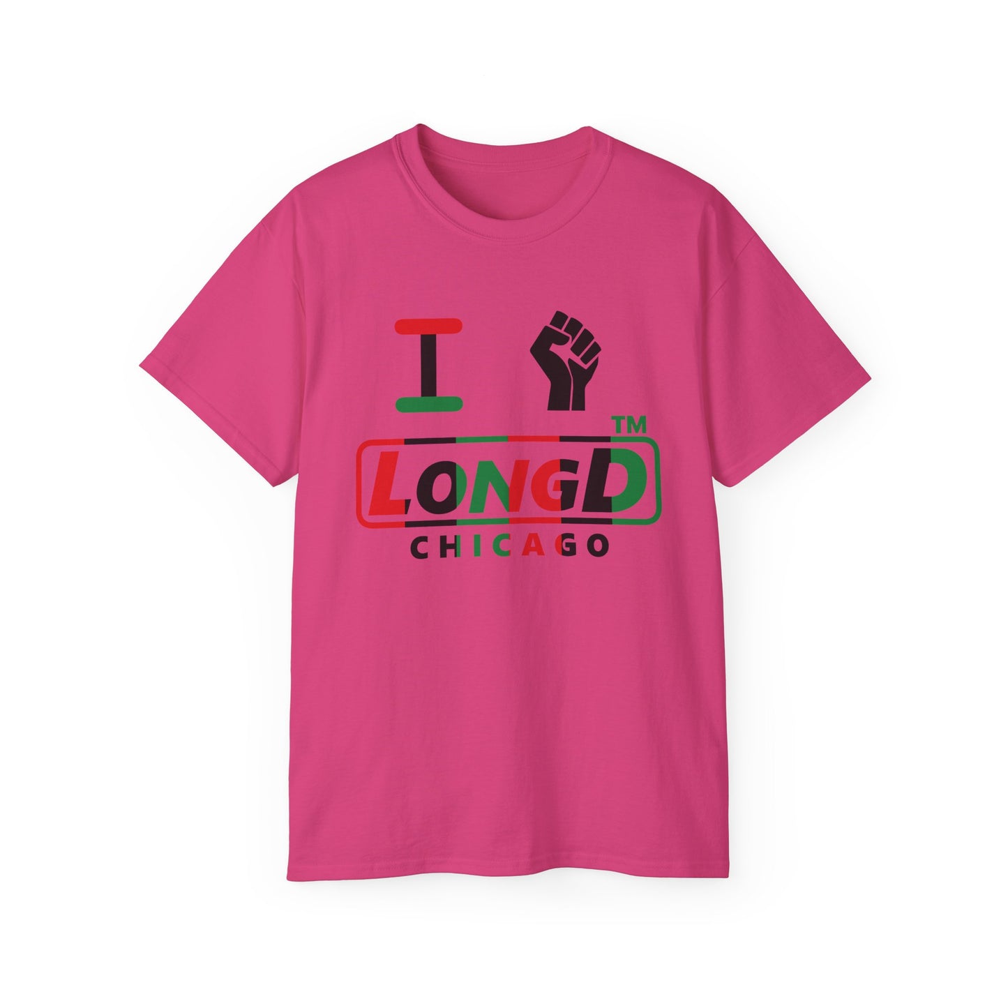 I fist LongD positive vertical 6-striped Chicago logo cotton tee