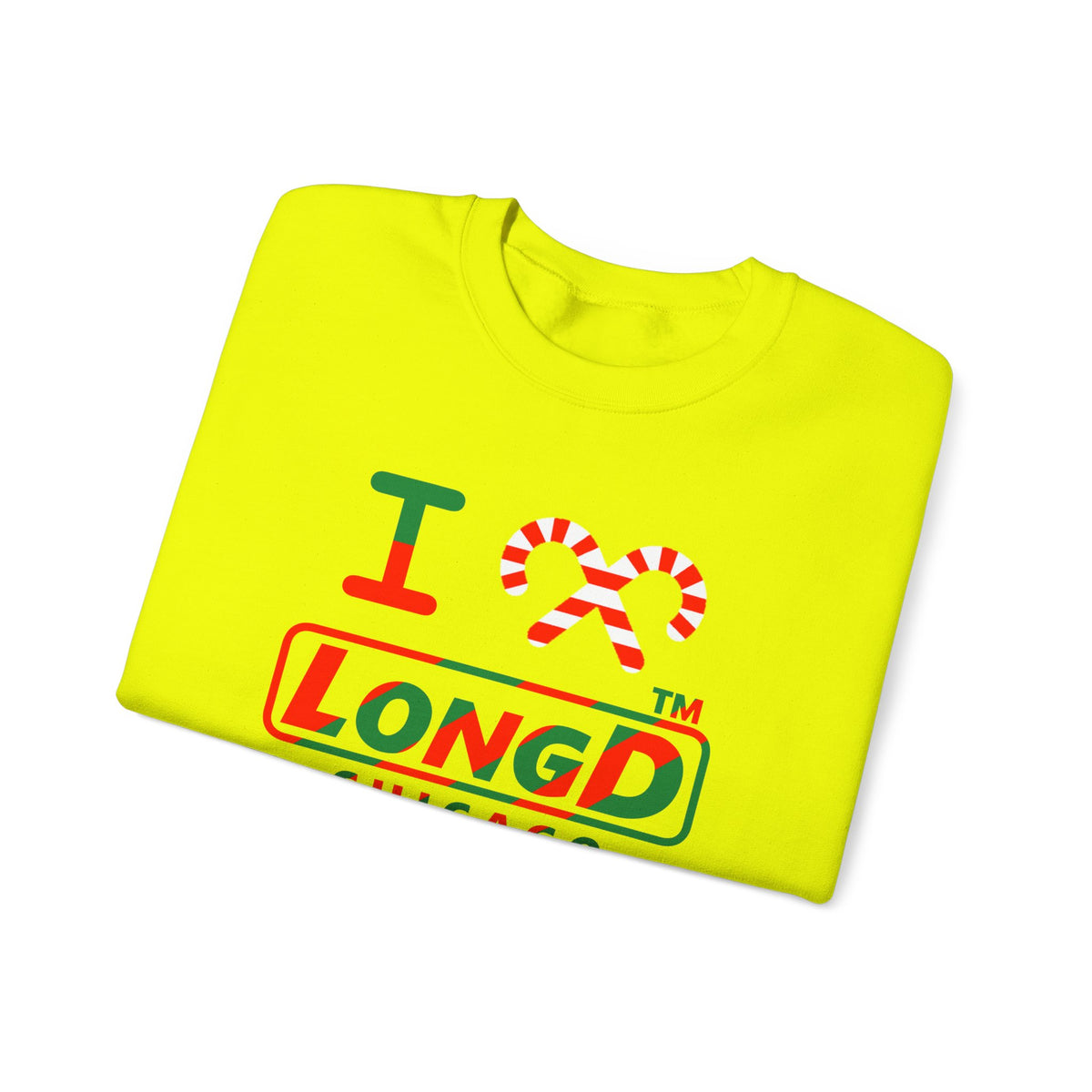 I candy cane LongD Chicago positive pixel-weighted 6-striped logo crewneck sweatshirt