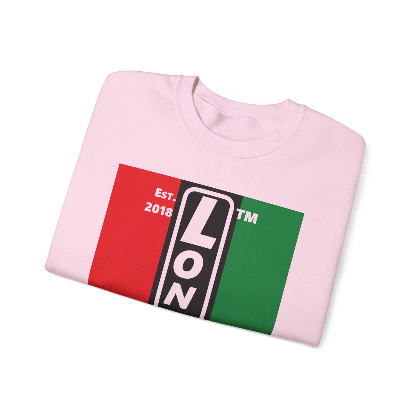 LongD negative vertical 3-striped Hyde Park upright logo crewneck sweatshirt (Juneteenth colors)