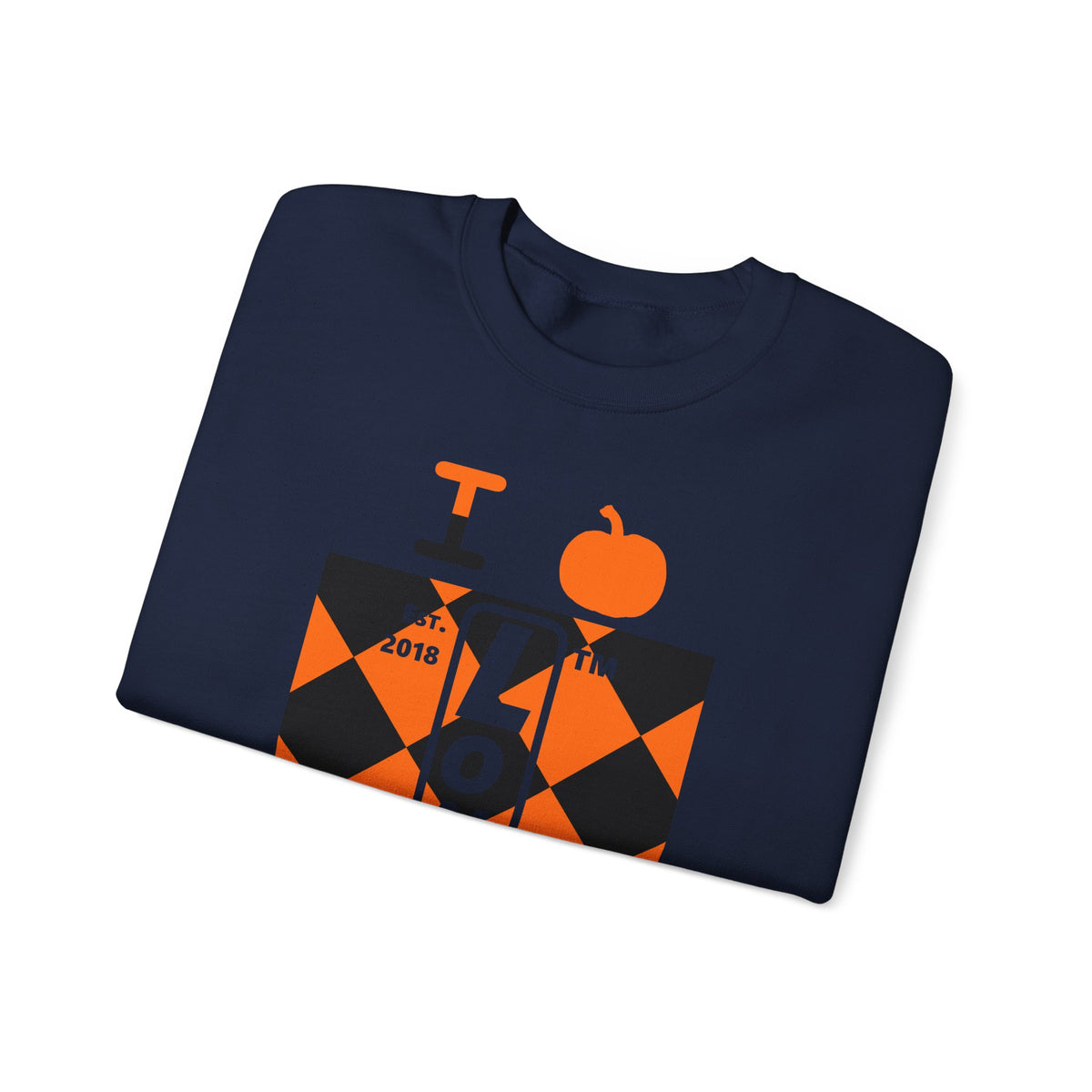 I pumpkin LongD Tag negative upright argyle logo crewneck sweatshirt