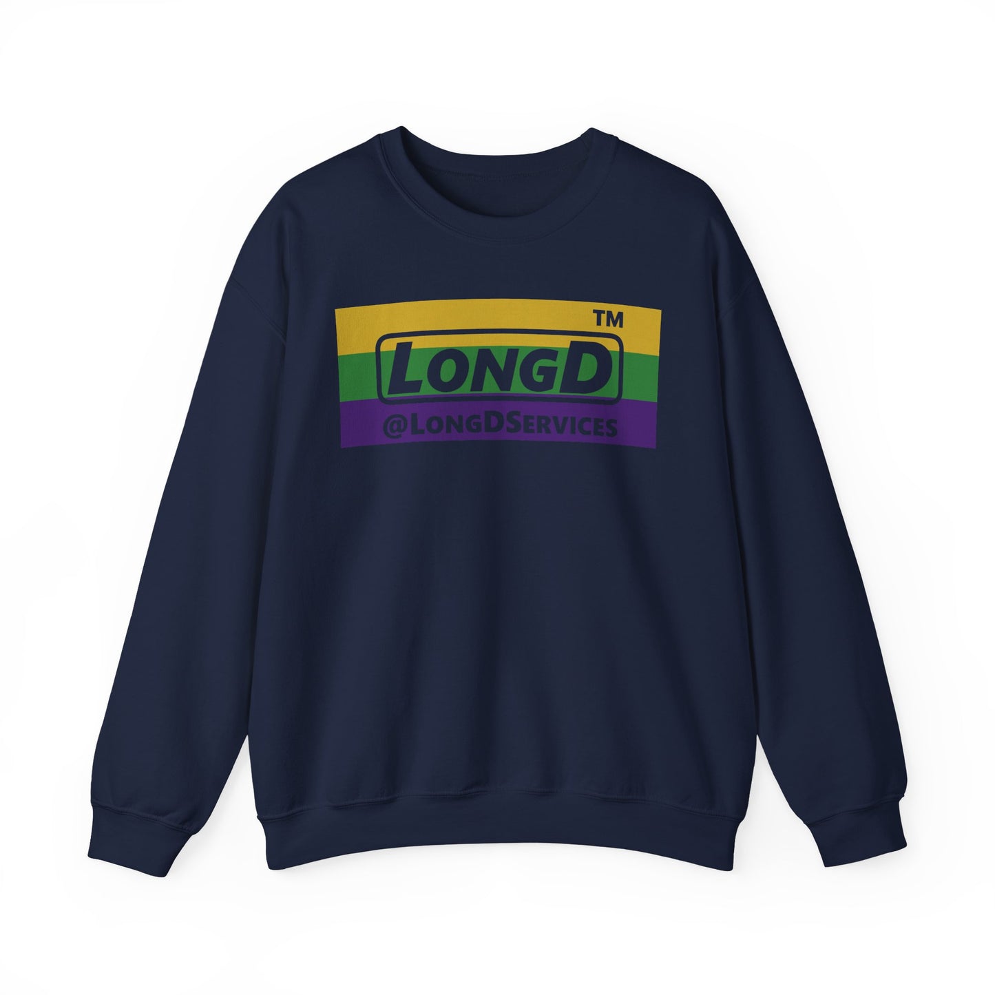 LongD negative striped Tag logo crewneck sweatshirt