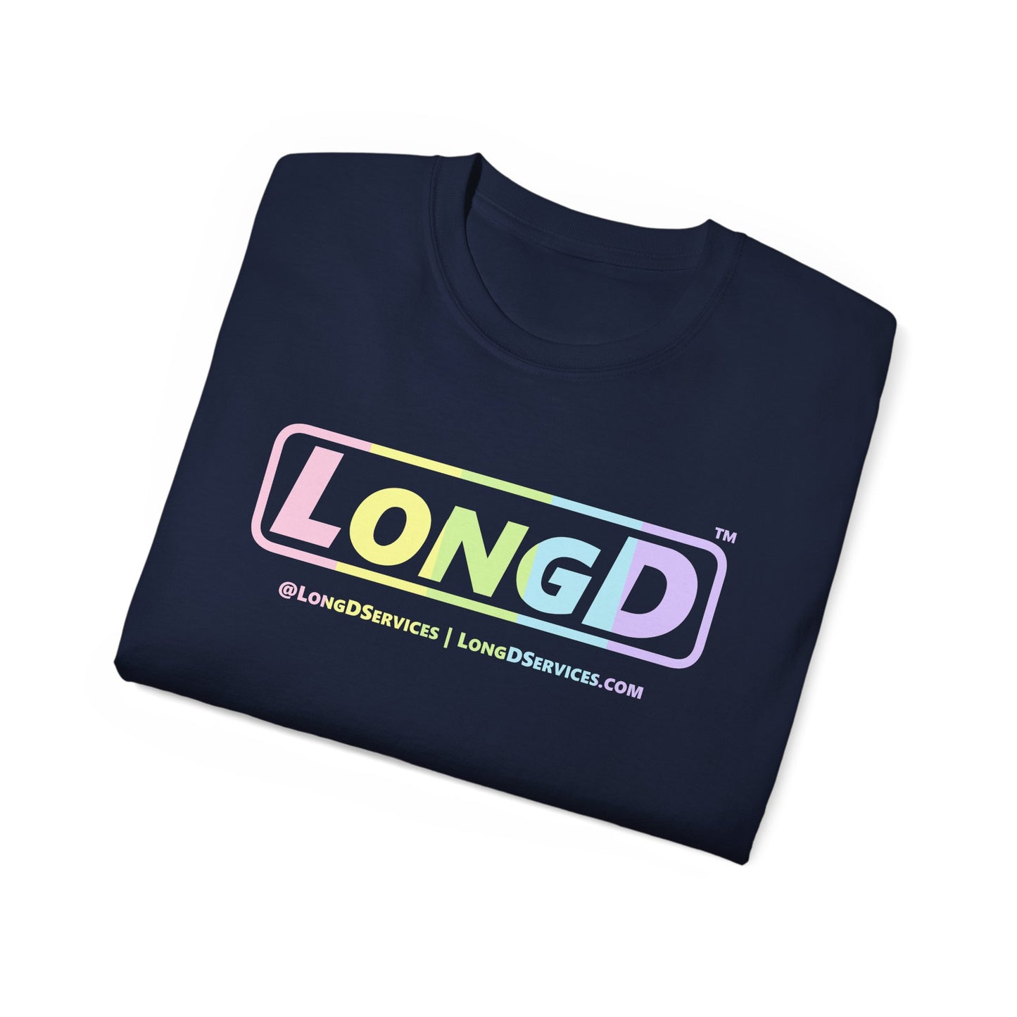 LongD® Logo Cotton Tee (Easter pastel spectrum in positive text)