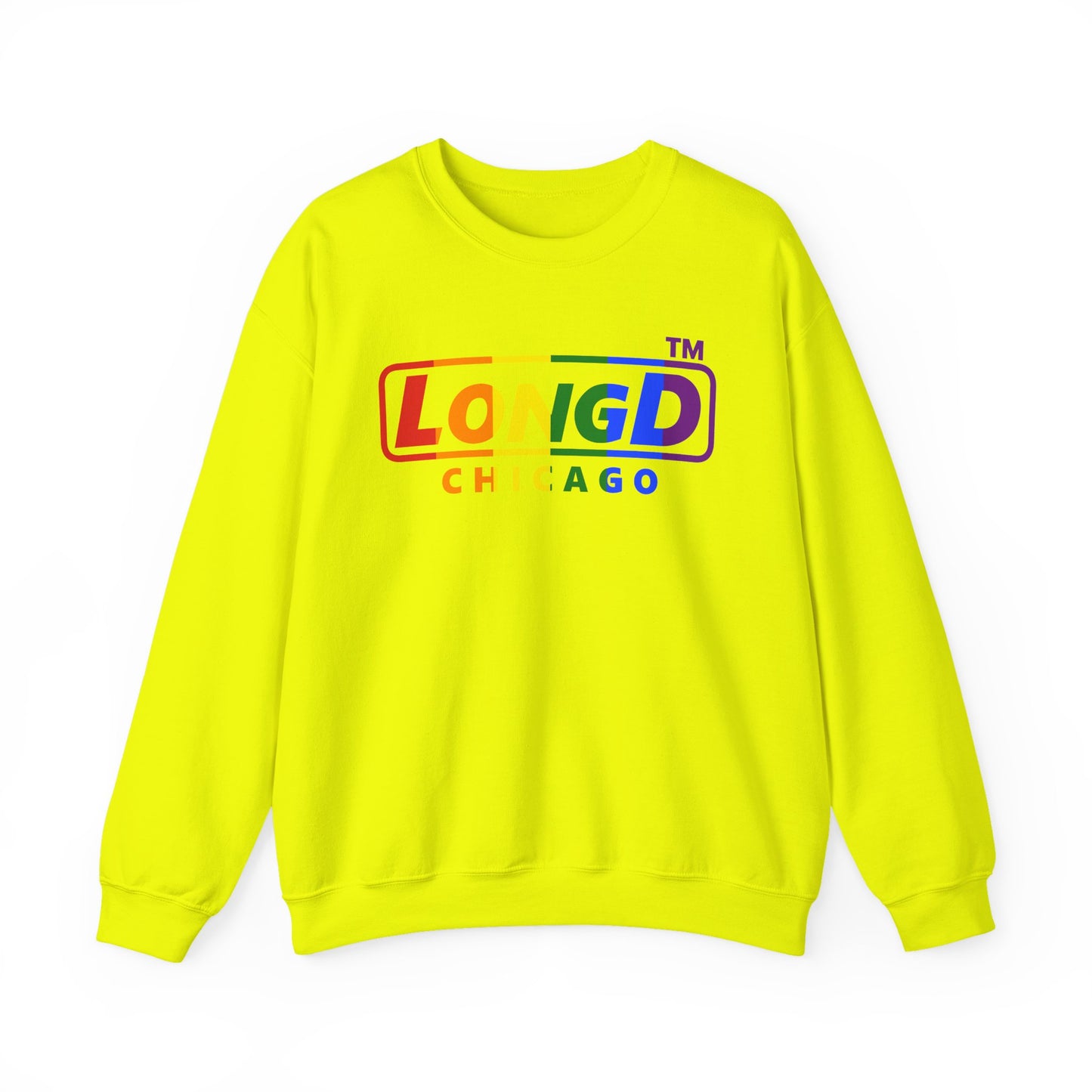 LongD positive vertical striped Chicago logo crewneck sweatshirt (Pride colors)