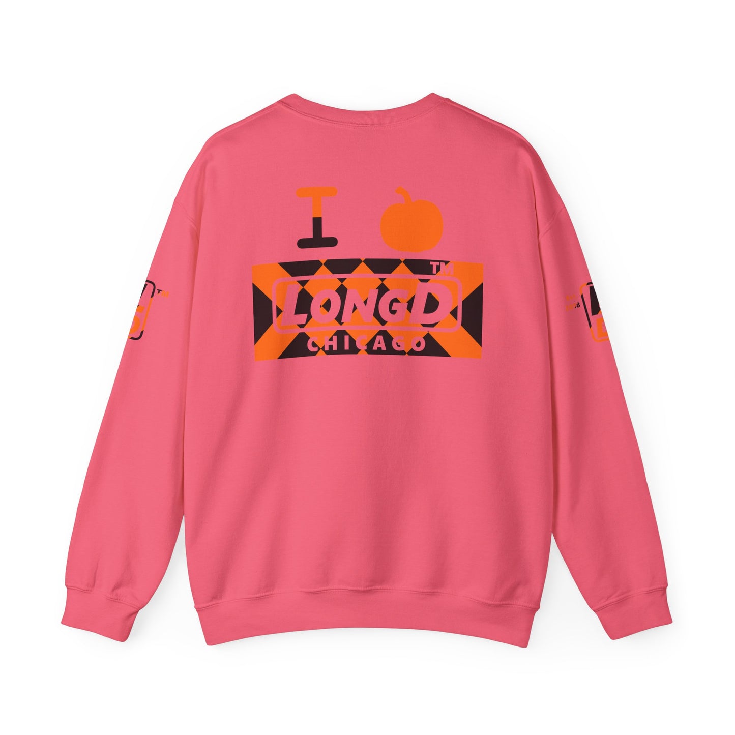 I pumpkin LongD Chicago negative stylized argyle 4-print logo crewneck sweatshirt