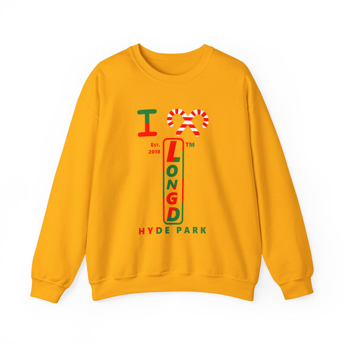 I candy cane LongD Hyde Park positive upright pixel-weighted 4-striped logo crewneck sweatshirt