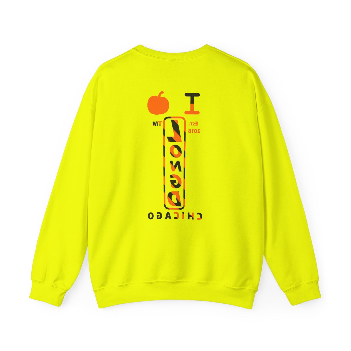 I pumpkin LongD Chicago positive upright pixel-weighted 12-striped front-back logo crewneck sweatshirt