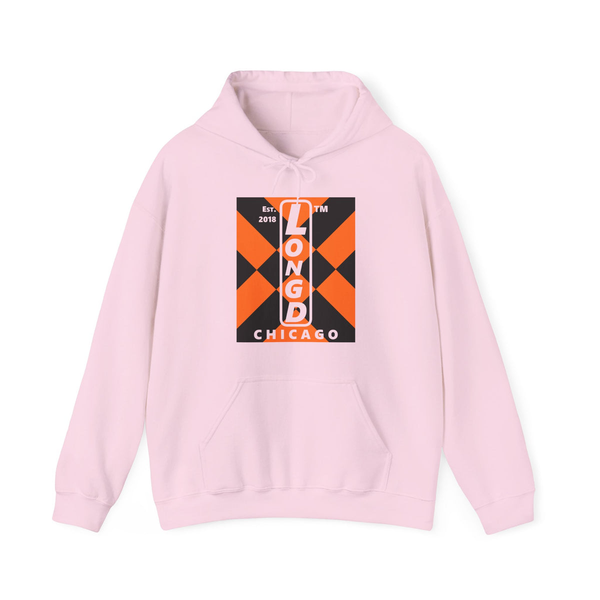LongD Chicago negative upright mixed argyle logo (Halloween colors) hoodie