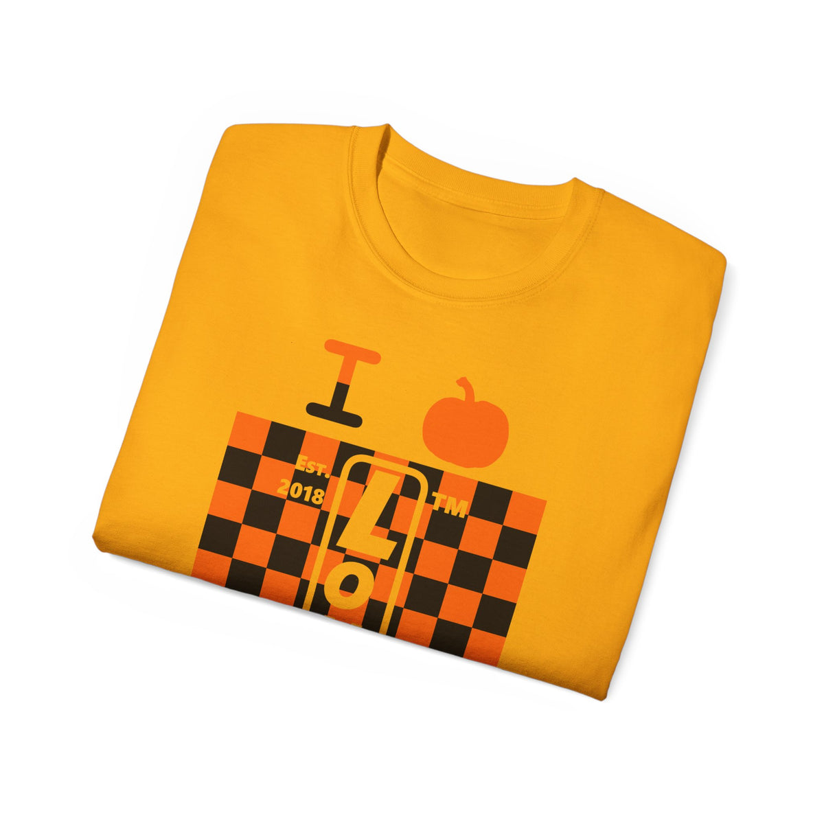 I pumpkin LongD Hyde Park negative upright checkered logo cotton tee