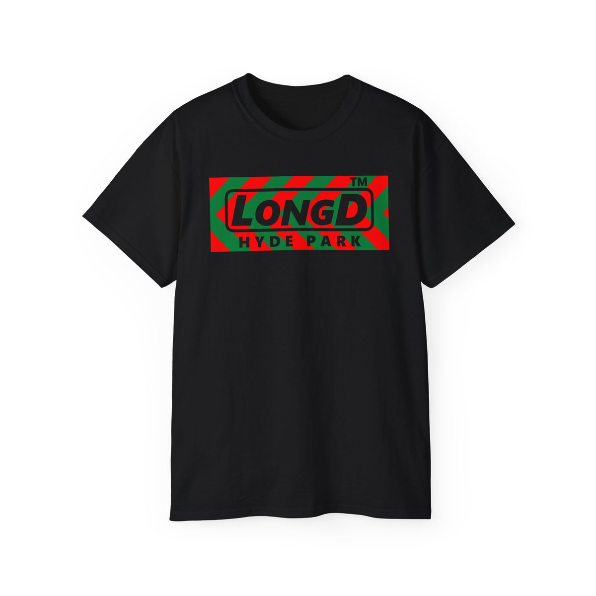 LongD Hyde Park negative leftward chevron logo (Xmas colors) cotton tee