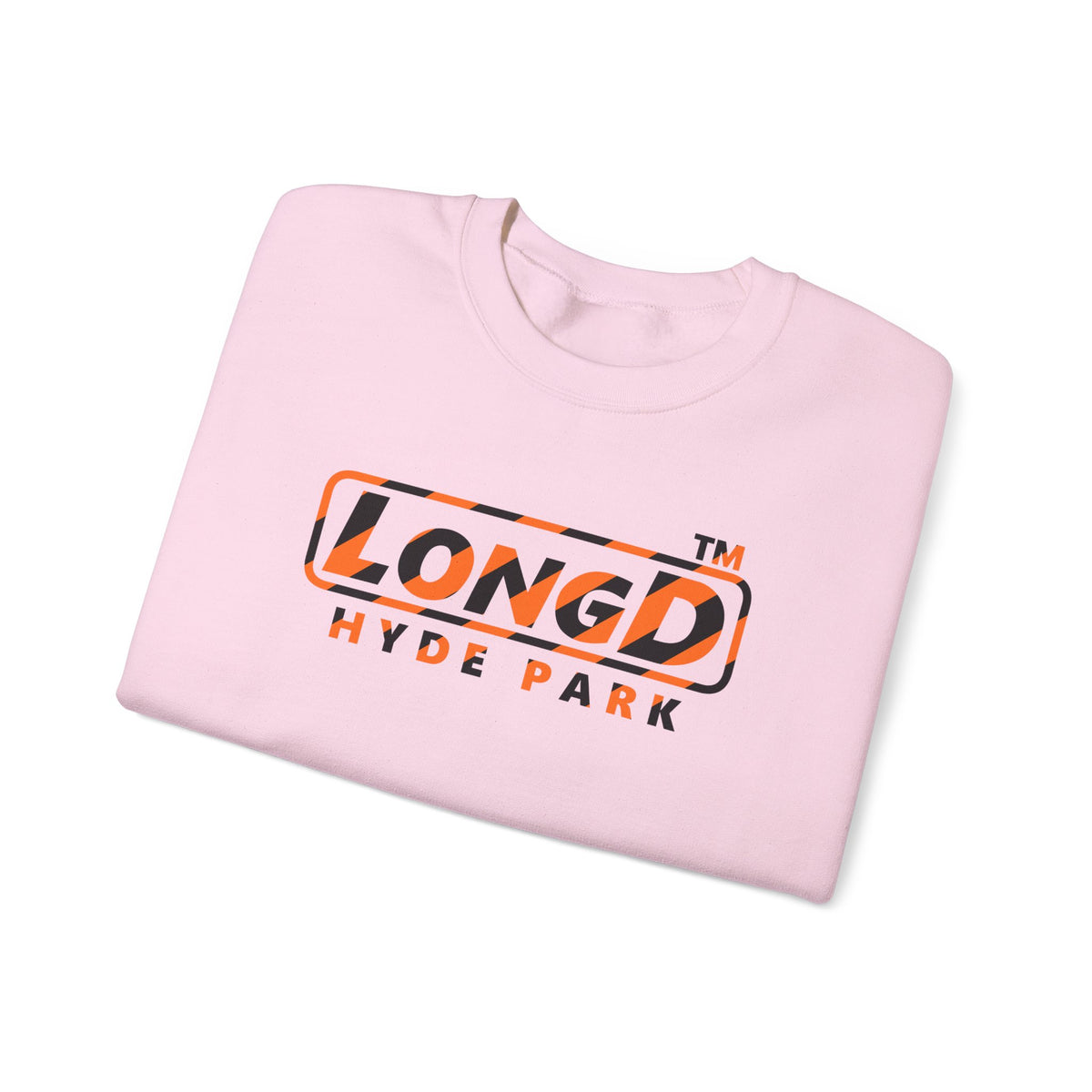 LongD Hyde Park positive 12-striped 4-print logo (Halloween colors) crewneck sweatshirt