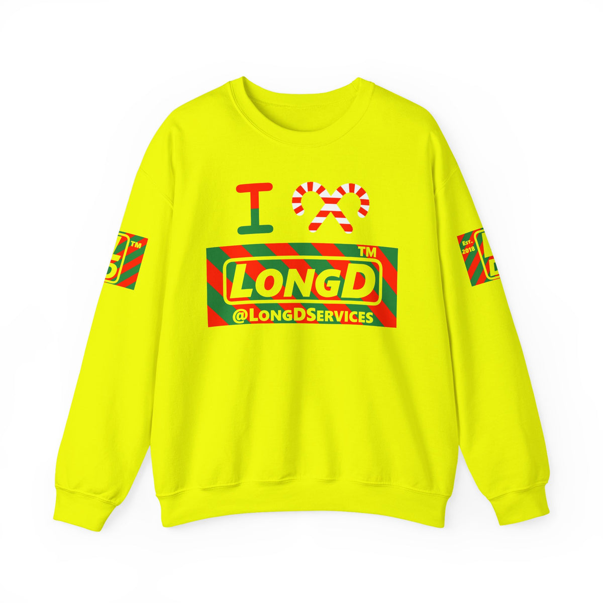 I candy cane LongD Tag negative 12-striped 4-print logo crewneck sweatshirt