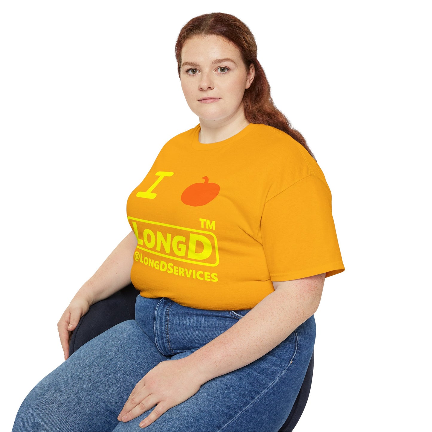 I Pumpkin LongD® Logo Cotton Tee positive yellow basic tag logo
