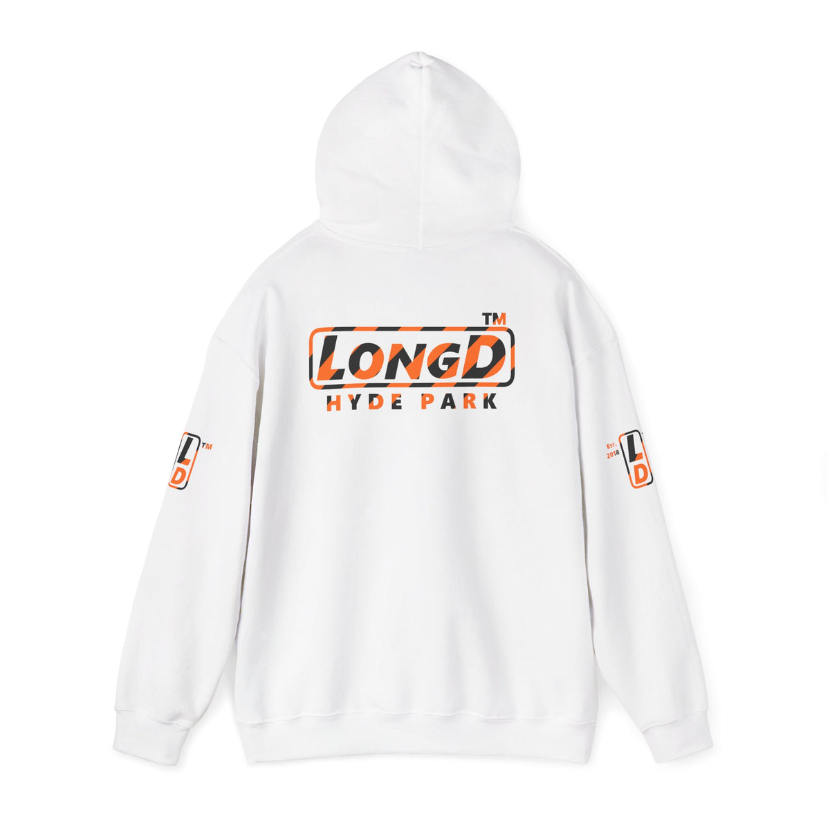 LongD Hyde Park positive 12-striped 4-print logo (Halloween colors) hoodie