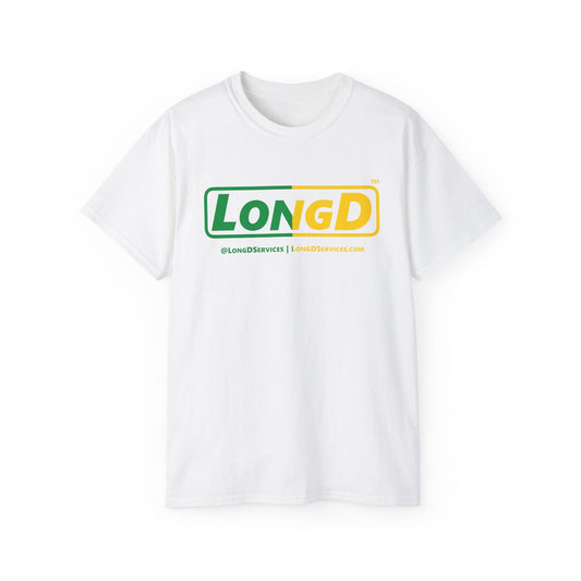 LongD® Logo Cotton Tee (St. Patrick's Day -Irish Green and Golden Yellow right-left split)