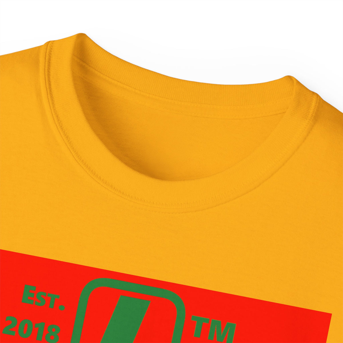 LongD Hyde Park upright logo positive green on negative red (Xmas colors) cotton tee