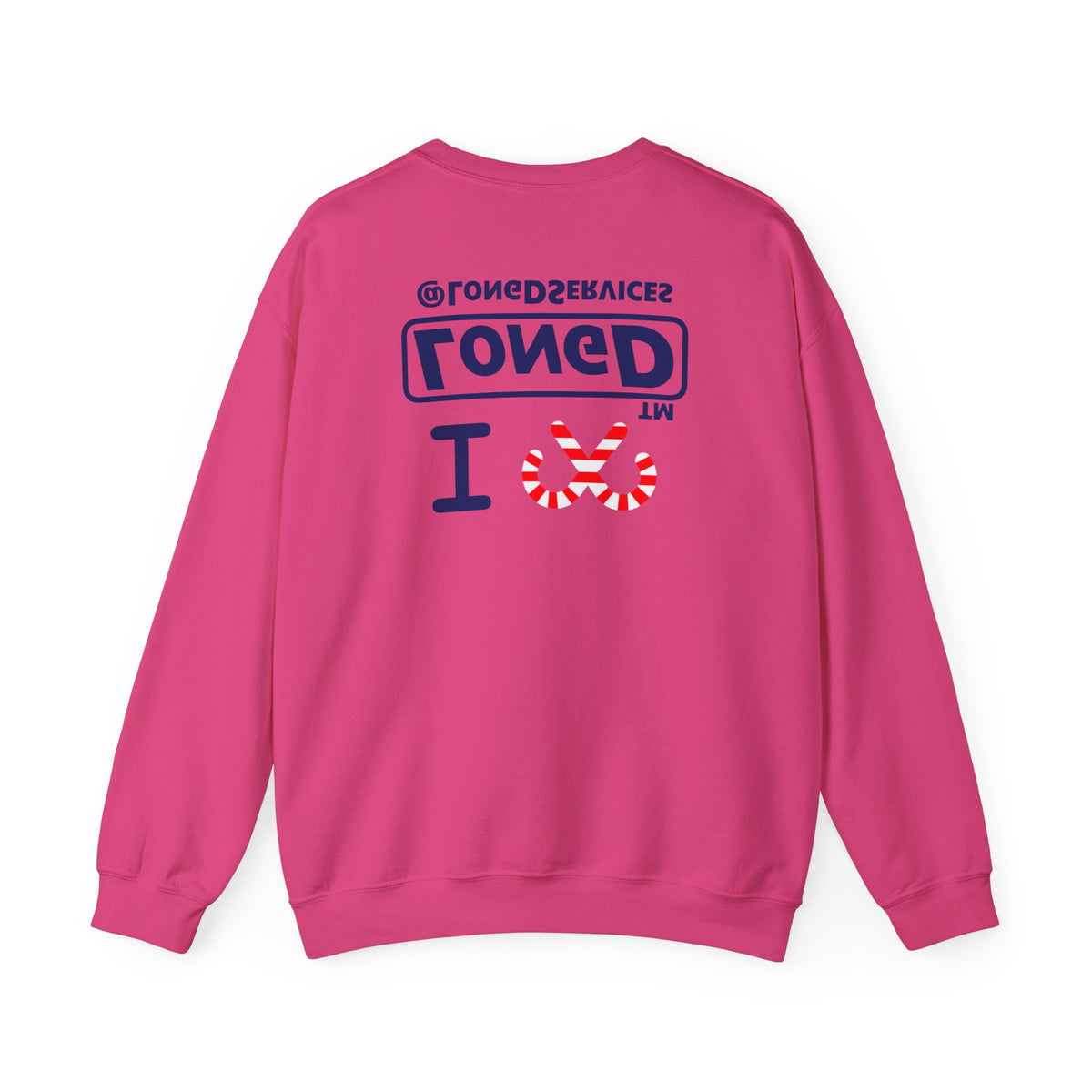 I candy cane LongD Tag positive official basic navy front-back logo crewneck sweatshirt