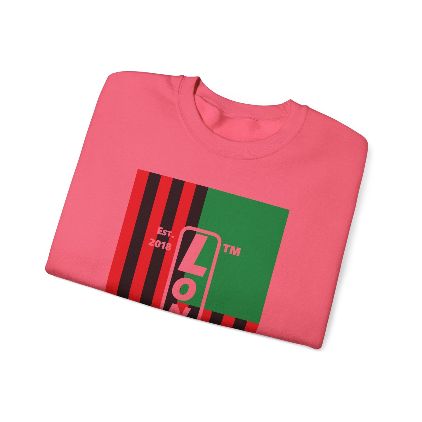 LongD negative cropped flag Hyde Park upright logo crewneck sweatshirt (Juneteenth colors)