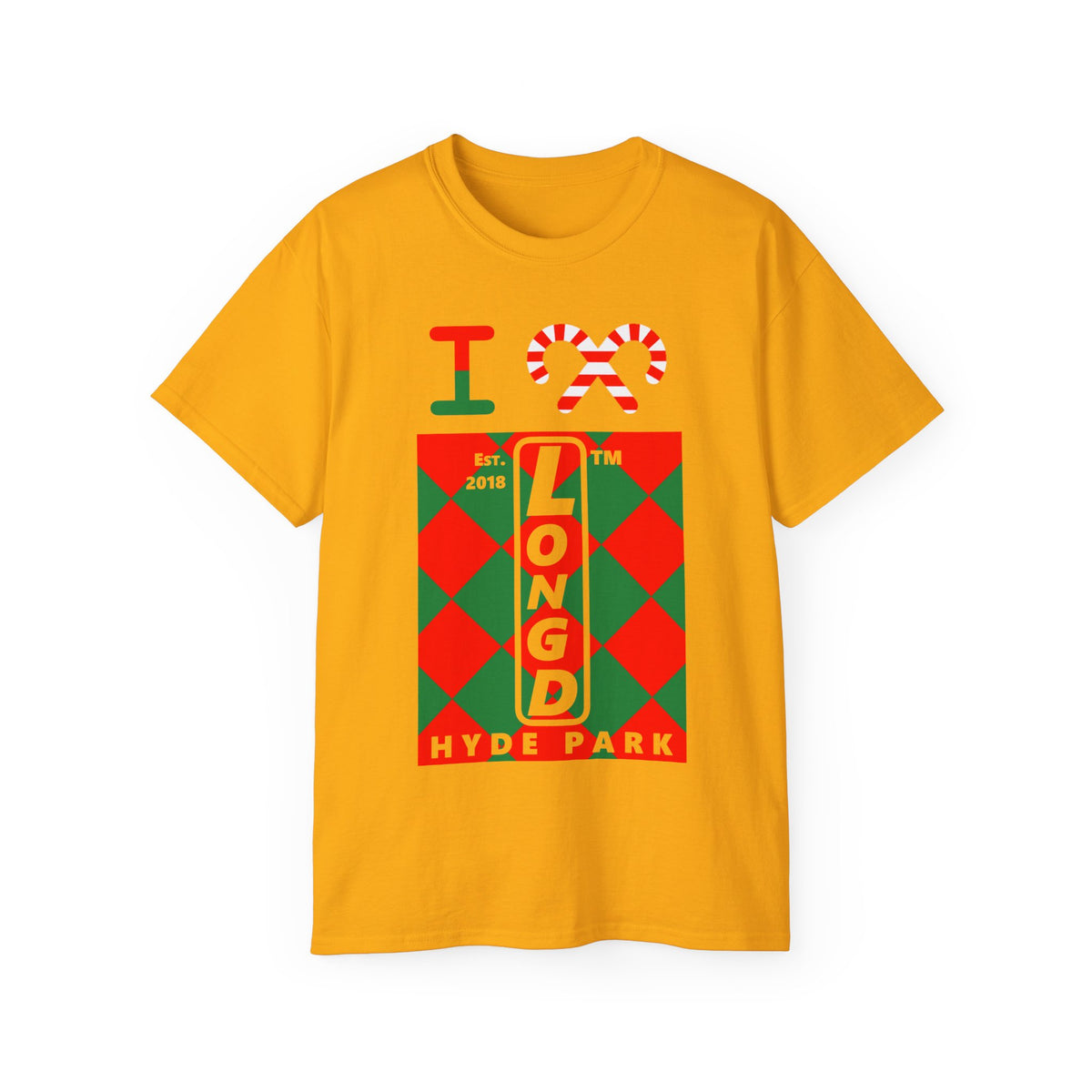 I candy cane LongD Hyde Park negative upright argyle logo cotton tee