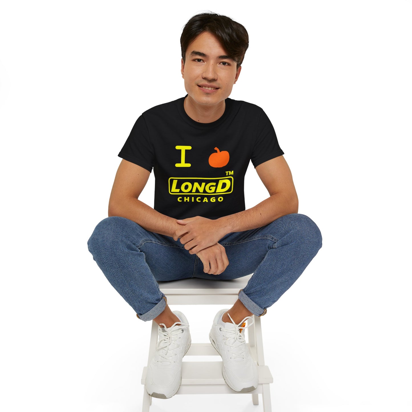 I Pumpkin LongD® Logo Cotton Tee positive yellow basic Chicago logo