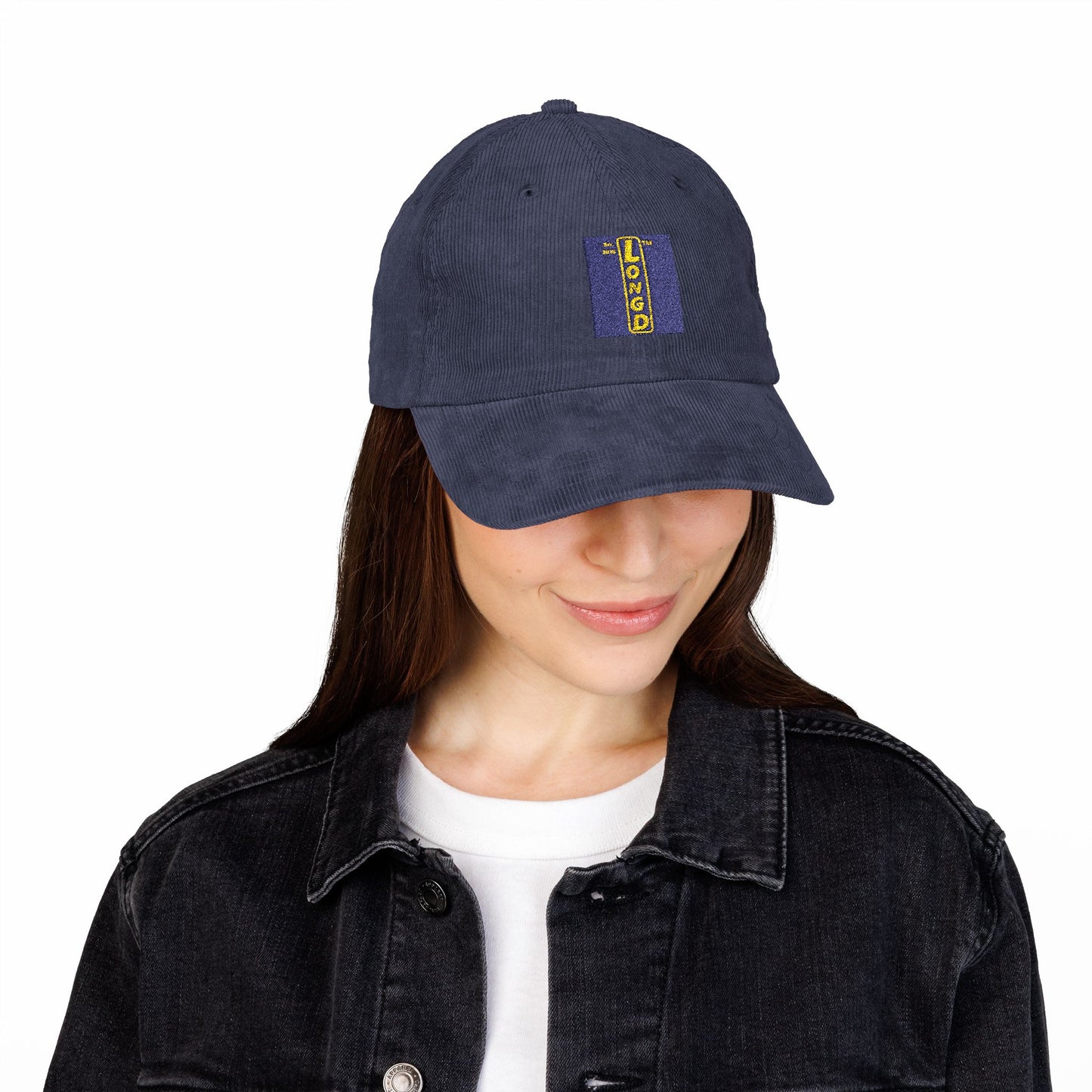 Embroidered Corduroy Cap reverse logo upright